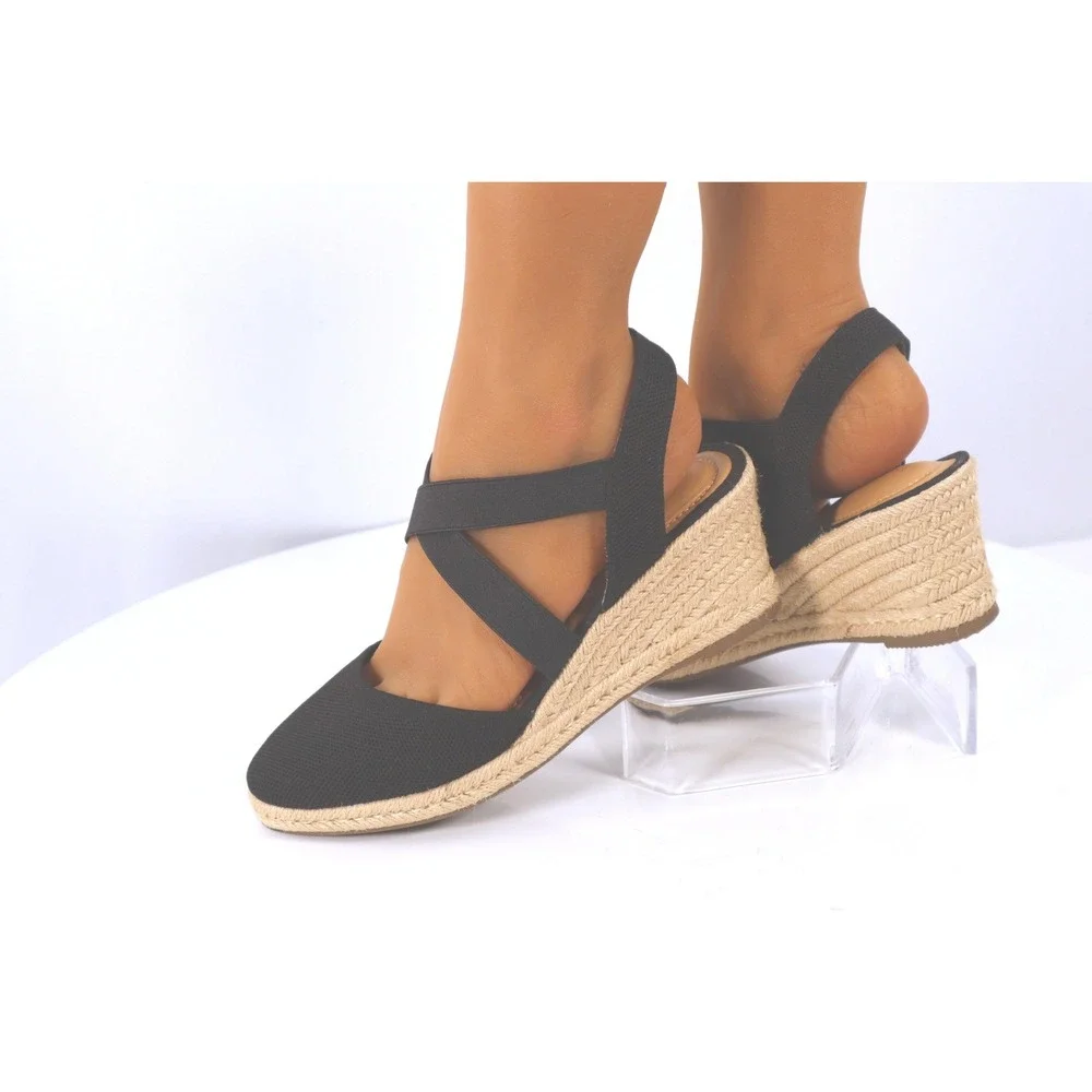 Kelly & Katie Kenedy Pump Crisscross Strap Espadrille Wedge Sandals-Size 8M - Picture 2 of 7